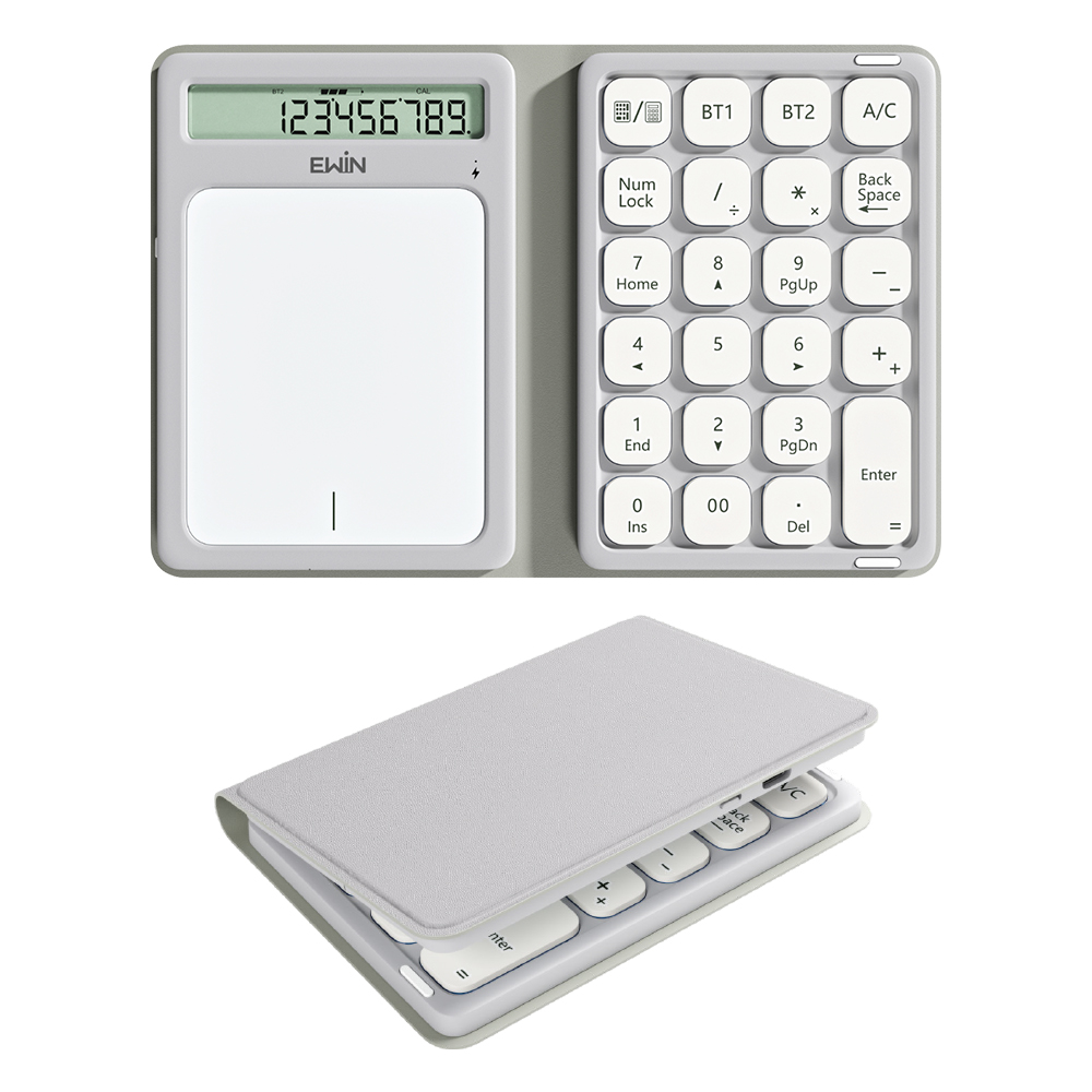 ワイヤレステンキー タッチパッド付き テンキー Bluetooth テンキーボード 無線 電卓 23キー 数字 折りたたみ Type-C充電 2台同時接続 numlock連動 3つシステム |  | 02