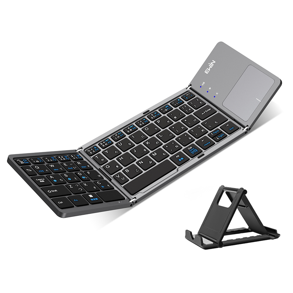 Bluetooth キーボード 折りたたみ 日本語配列 ワイヤレスキーボード タッチパッド付き ブルートゥース iOS Android Windows Mac iPhone スマホスタンド付き |  | 01