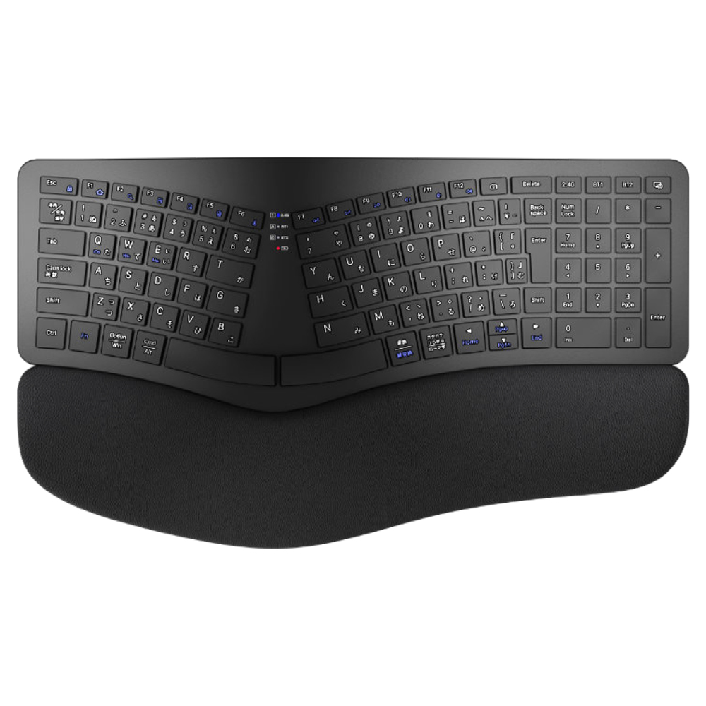 エルゴノミクス キーボード Bluetoothキーボード 2.4Ghz+Bluetooth両対応 日本語配列 ワイヤレスキーボード 無線 テンキー付き フルサイズ 左右分離型 人間工学 |  | 01
