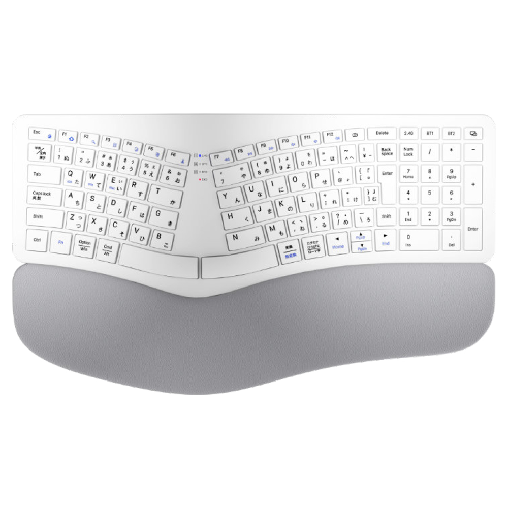 エルゴノミクス キーボード Bluetoothキーボード 2.4Ghz+Bluetooth両対応 日本語配列 ワイヤレスキーボード 無線 テンキー付き フルサイズ 左右分離型 人間工学 |  | 02