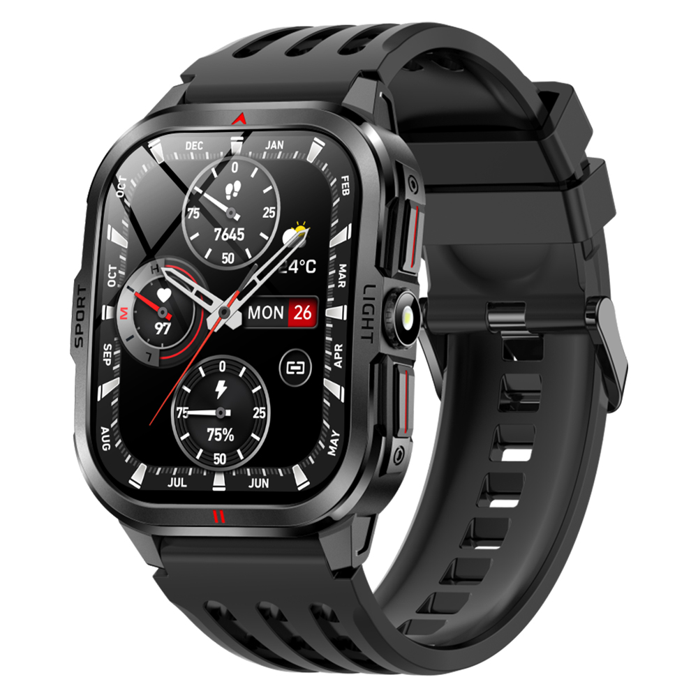 スマートウォッチ メンズ Bluetooth通話 2.01インチ 健康管理 スマートブレスレット 着信通知 IP68防水 耐衝撃 腕時計 睡眠 懐中電灯 S0S機能 350mAh D16 |  | 01