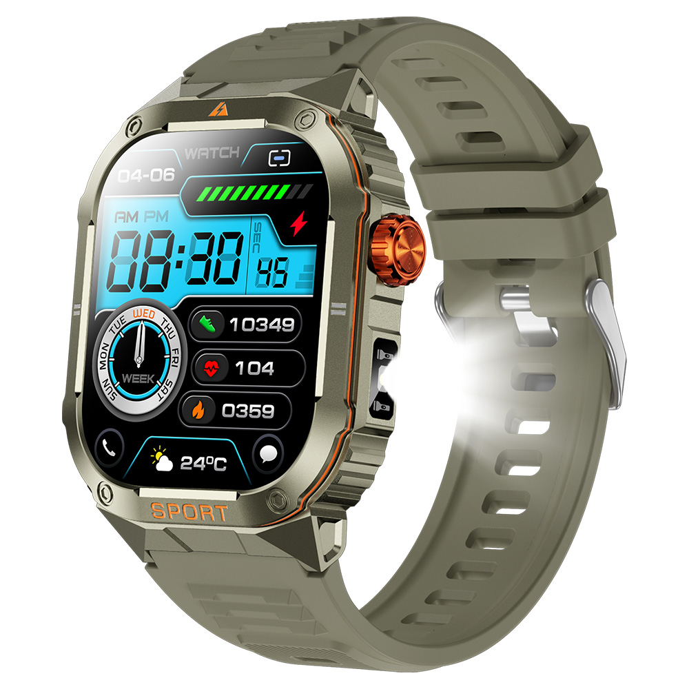 スマートウォッチ メンズ Bluetooth通話 2.01インチ 健康管理 スマートブレスレット 着信通知 IP68防水 耐衝撃 腕時計 睡眠 懐中電灯 S0S機能 350mAh D16 |  | 02