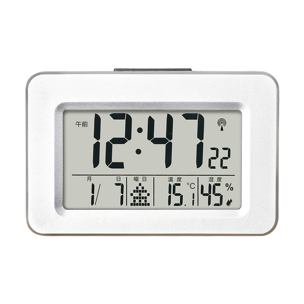 電波時計 デジタル 置き時計 湿度計 温度計 目覚まし時計 壁掛け スタンド付き LCD表示 置時計 大音量 カレンダー アラーム バックライト スヌーズ 置掛兼用 |  | 02