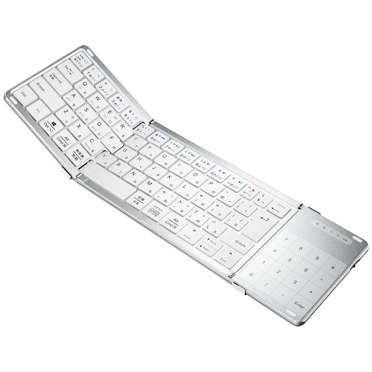 Ewin 折りたたみ キーボード Bluetooth 日本語配列 タッチパッド＆テンキー付き ワイヤレスキーボード iOS Android Windows Mac 三つ折り Type-C充電式 |  | 02