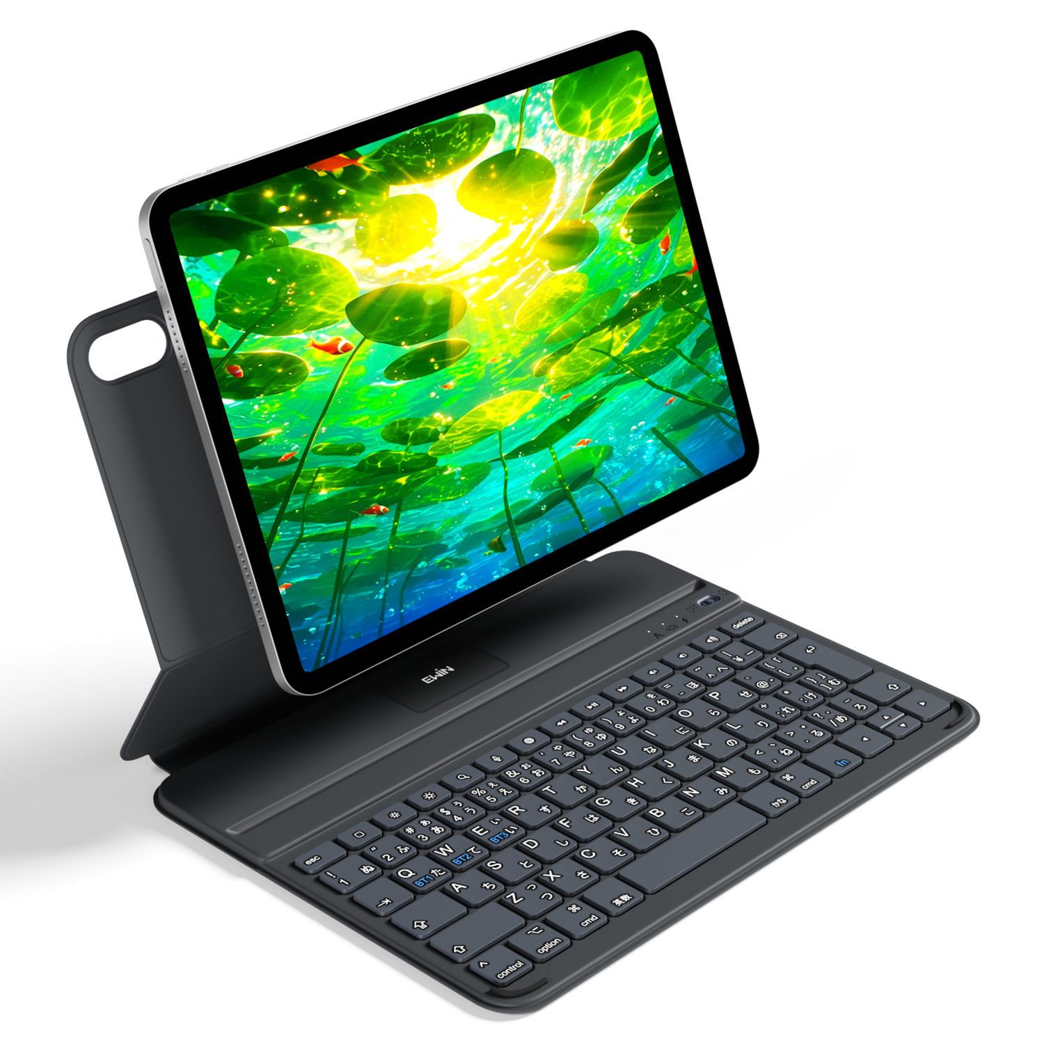 iPad A16 第11世代 第10世代 キーボード付きケース 日本語配列 iPad Air 11インチ M3 M2 iPad Air 10.9インチ 一体型 Bluetooth キーボード ボタン電池式 極軽量 | EWIN | 01