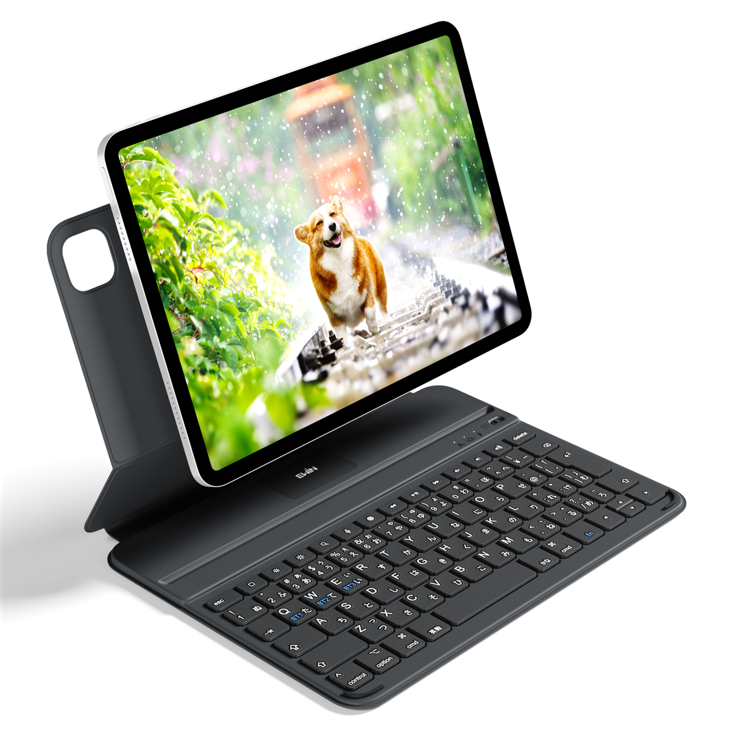 iPad A16 第11世代 第10世代 キーボード付きケース 日本語配列 iPad Air 11インチ M3 M2 iPad Air 10.9インチ 一体型 Bluetooth キーボード ボタン電池式 極軽量 | EWIN | 02