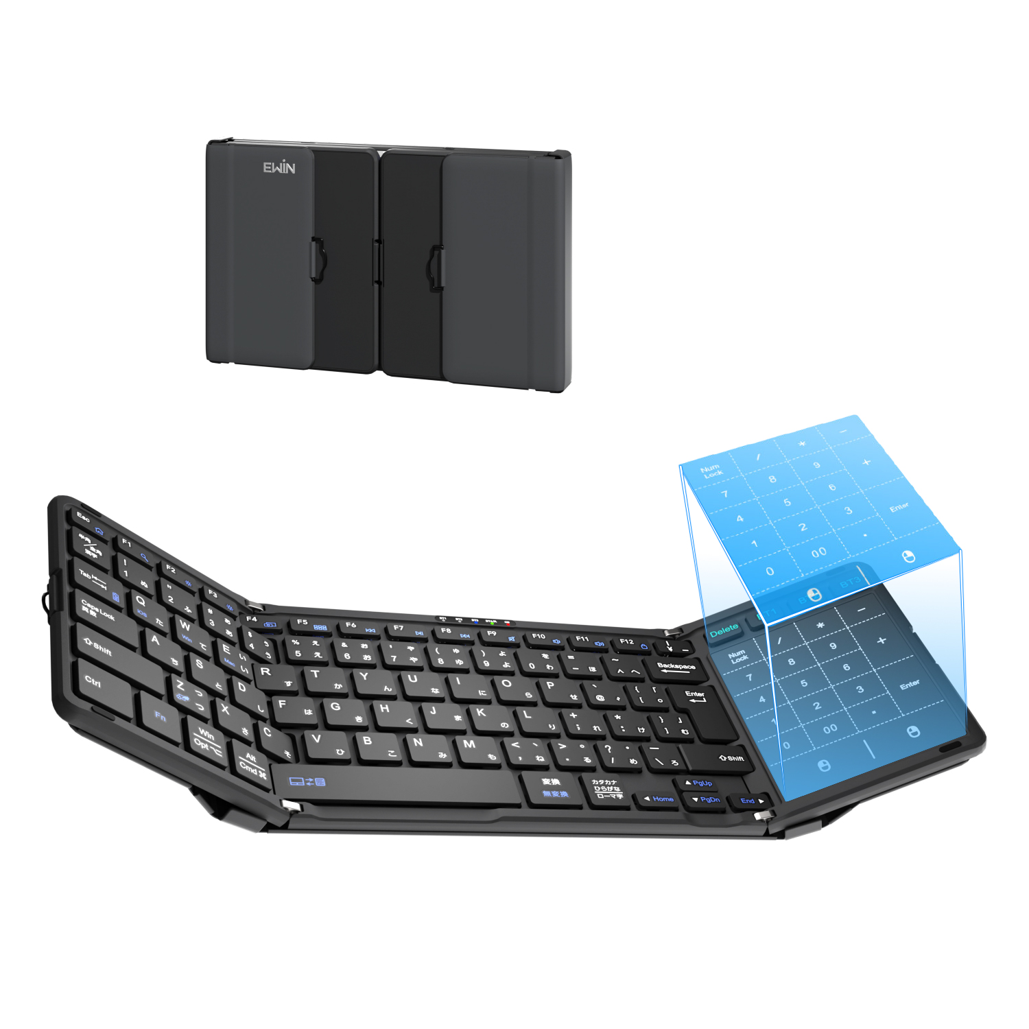 折りたたみ キーボード ワイヤレスキーボード Bluetooth 日本語配列 タッチパッド&テンキー付き iOS Windows Mac対応 Type-C充電式 意匠登録済 |  | 01