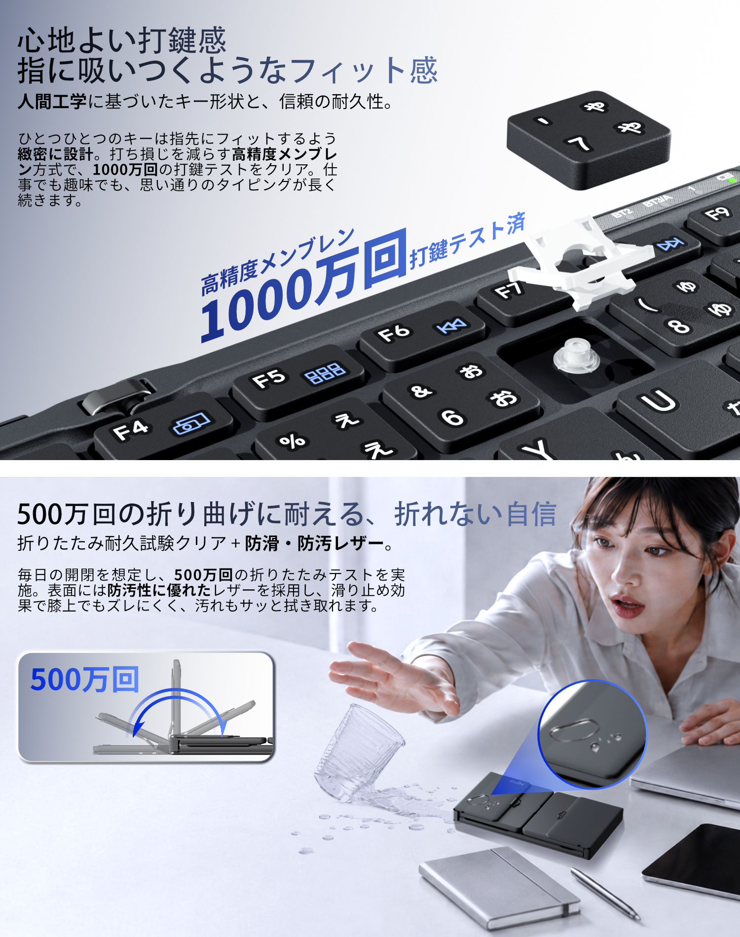 キーボード 3つ折りたたみ