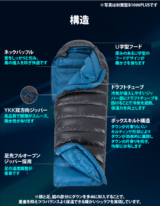 MOBI GARDEN（モビガーデン） Polar Bear B1200 ダウンシュラフ 650フィルパワー【日本正規品】3年長期保証
