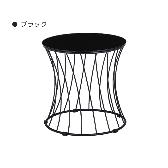 サイドテーブル 幅50cm 高さ50cm 高め ソファサイドテーブル ガラステーブル ナイトテーブル 高級 丸 円形 ブラック｜taiho-kagu