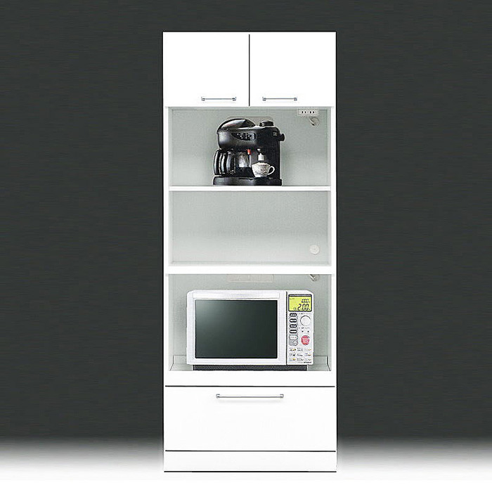 レンジ台 キッチン収納 完成品 幅70cm キッチンボード 鏡面 ホワイト 白 日本製｜taiho-kagu｜02