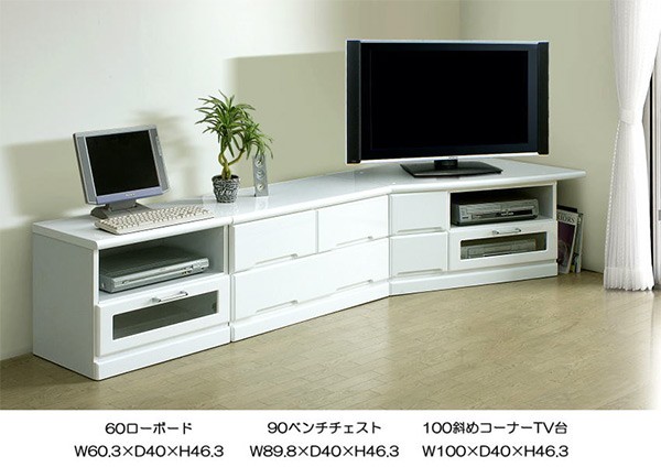 テレビ台 リビングボード 幅90cm 完成品 ローボード 鏡面 光沢 ホワイト 白 収納 木製 テレビボード｜taiho-kagu｜03