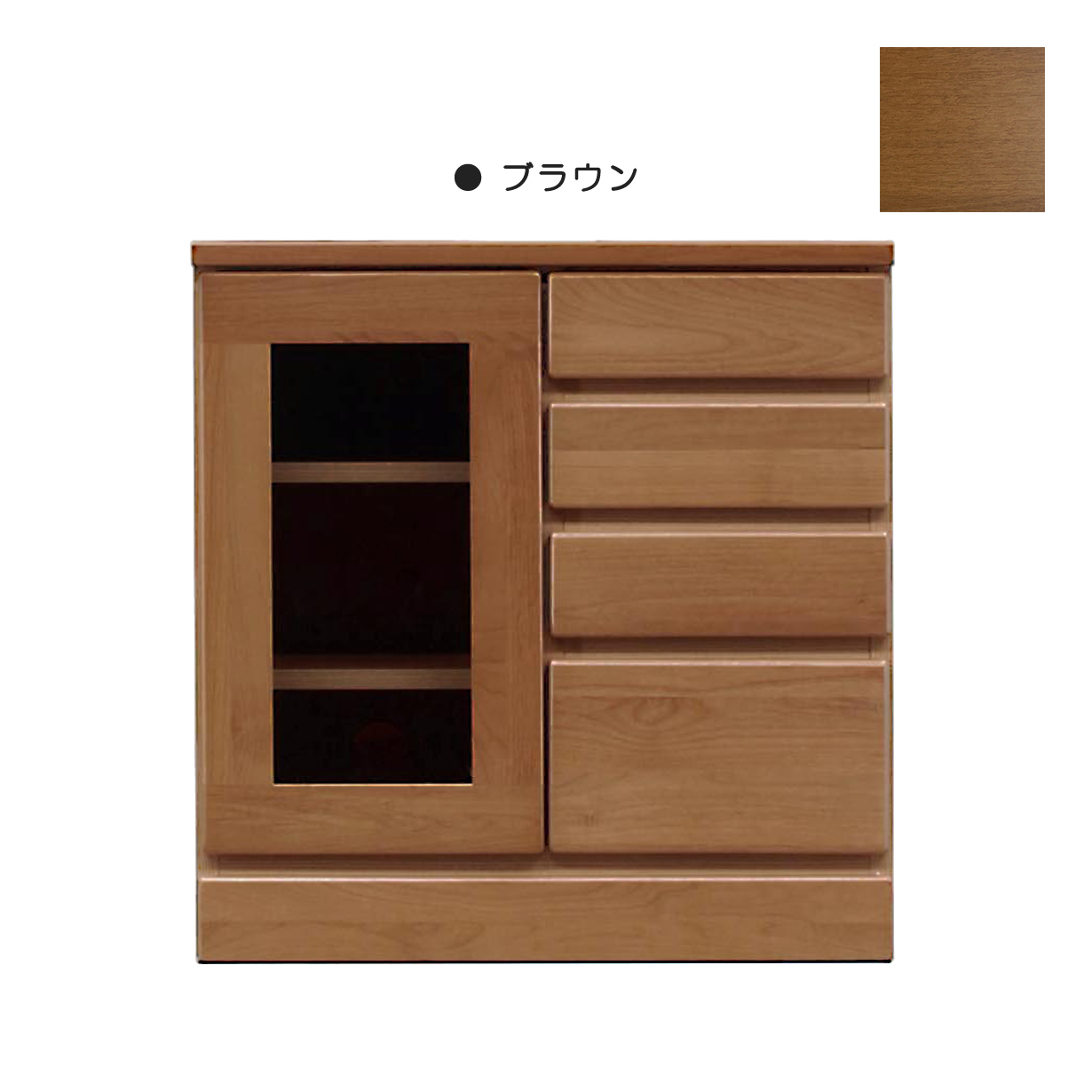 テレビ台 TV台 ローボード ガラス扉 幅60cm 高さ61cm 収納家具 テレビボード デッキ収納 国産 リビング収納 木製 天然目 木目 完成品 アルダー材 リビングボードの通販