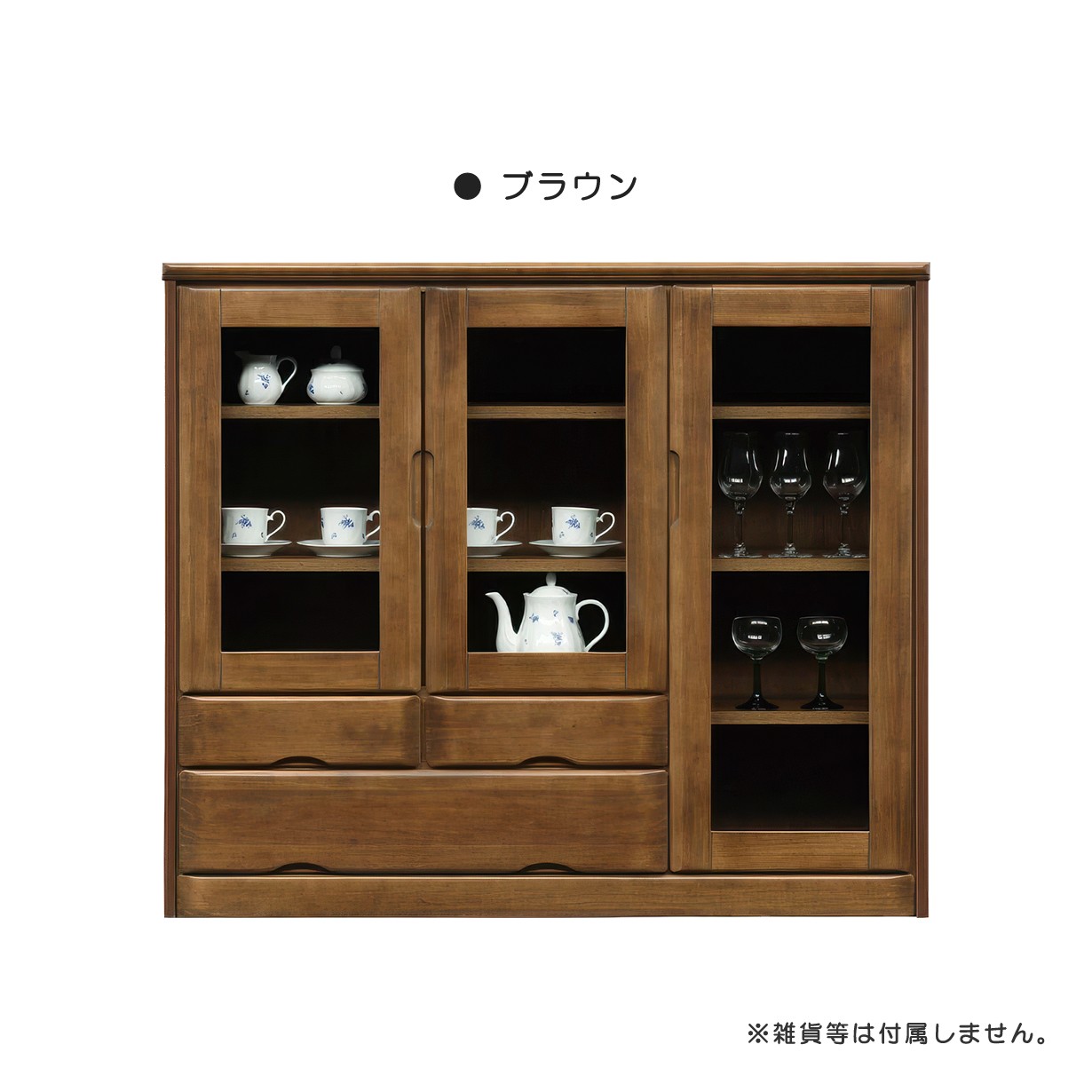 サイドボード キャビネット 収納棚 引き出し ガラス扉 天然木 北欧 引取限定 サイドボード 天然木 パイン材 ガラス扉 引き出し 可動棚付 幅120cm