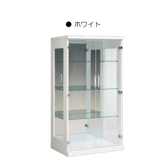 コレクションケース ショーケース 幅70cm LEDライト 収納 フィギュアラック 木製 ガラス扉 コレクションボード ホワイト｜taiho-kagu