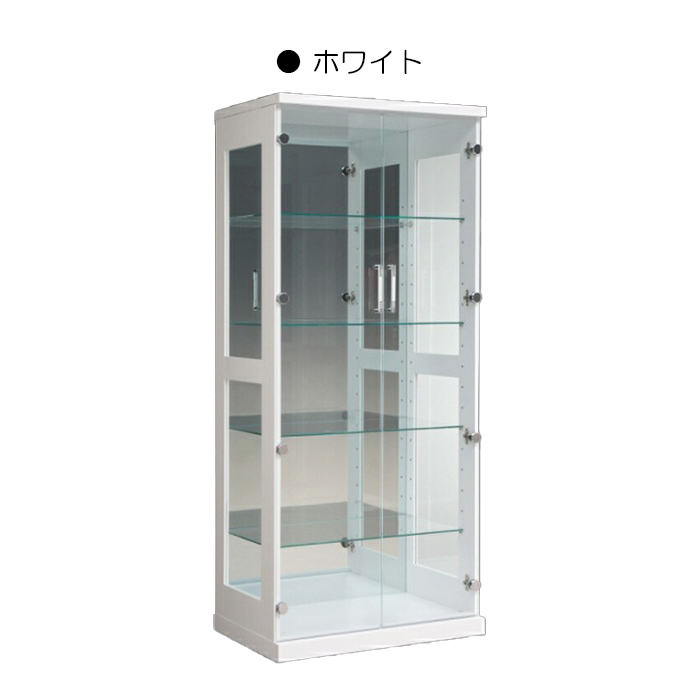 コレクションケース ショーケース 幅70cm LEDライト 収納 フィギュアラック 木製 ガラス扉 コレクションボード 白 茶｜taiho-kagu｜02
