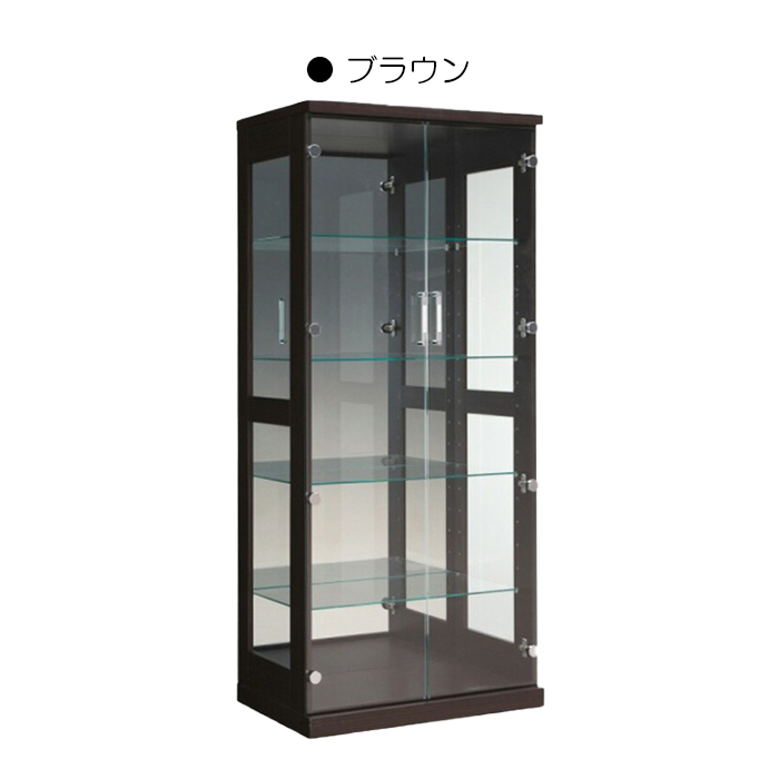 コレクションケース ショーケース 幅70cm LEDライト 収納 フィギュアラック 木製 ガラス扉 コレクションボード 白 茶｜taiho-kagu｜03