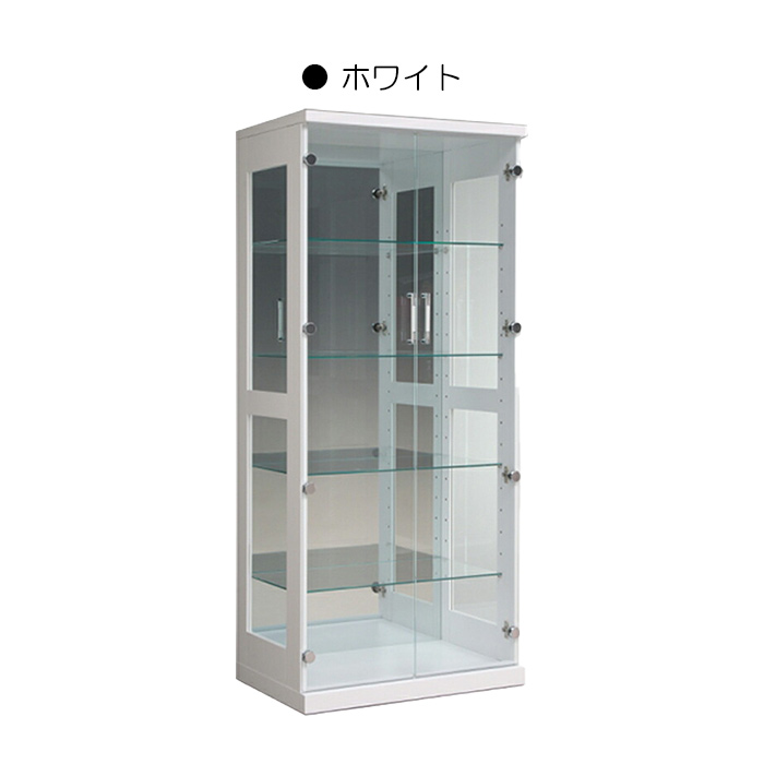 幅70cm コレクションケース ショーケース ハイタイプ 高さ160cm 完成品 ウレタン塗装 コレクションボード ホワイト｜taiho-kagu