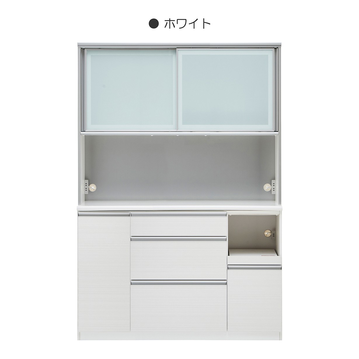 ホワイト キッチン収納 食器棚 キッチンボード オープンタイプ 食器棚 幅140cm 日本製 ハイグロス