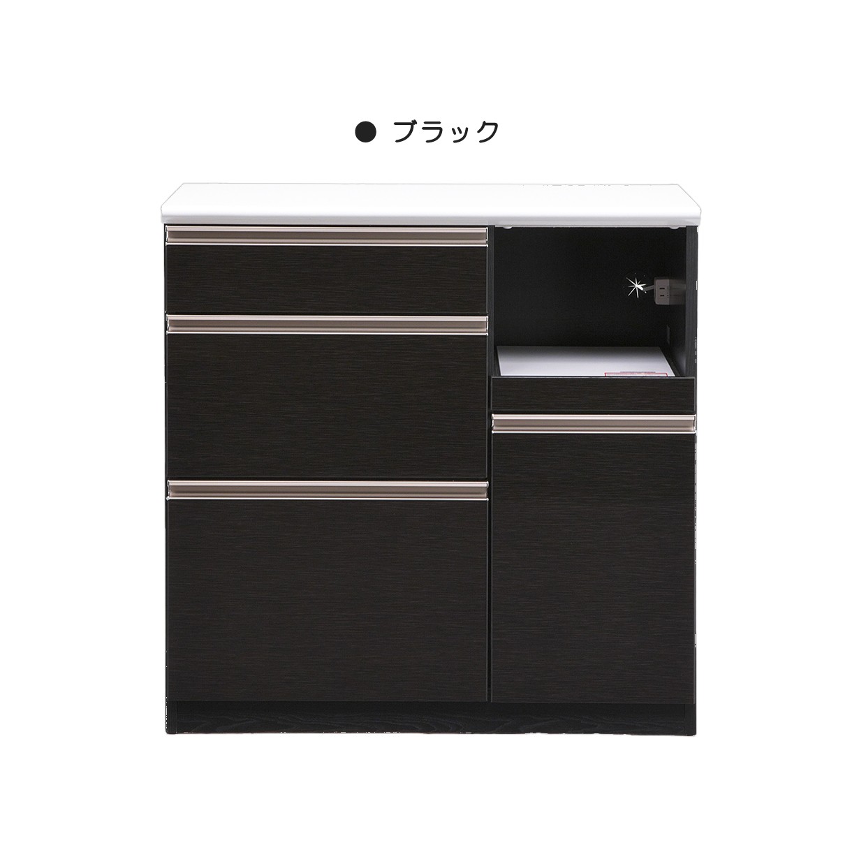 美品　ユーアイ　ソフトクローズ　キッチンカウンター　レンジ台　キャビネット キッチンカウンター 完成品 日本製 レンジ台 食器棚 幅90cm