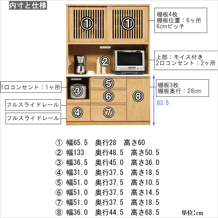 調湿食器棚 140cm幅 戸棚 和風 スチームオーブン レンジ台