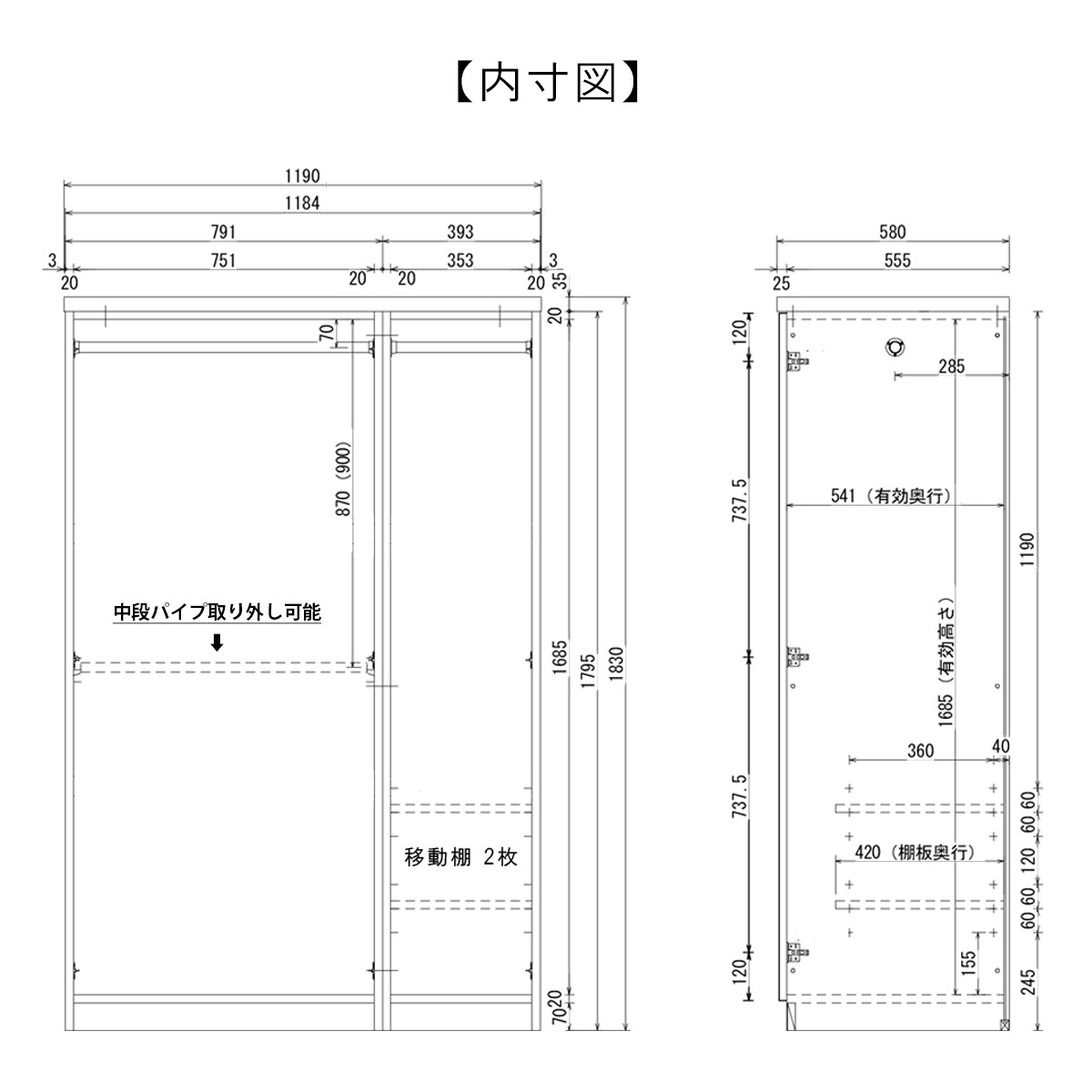 ワードローブ クローゼット 完成品 日本製 大容量 幅120cm ハンガー