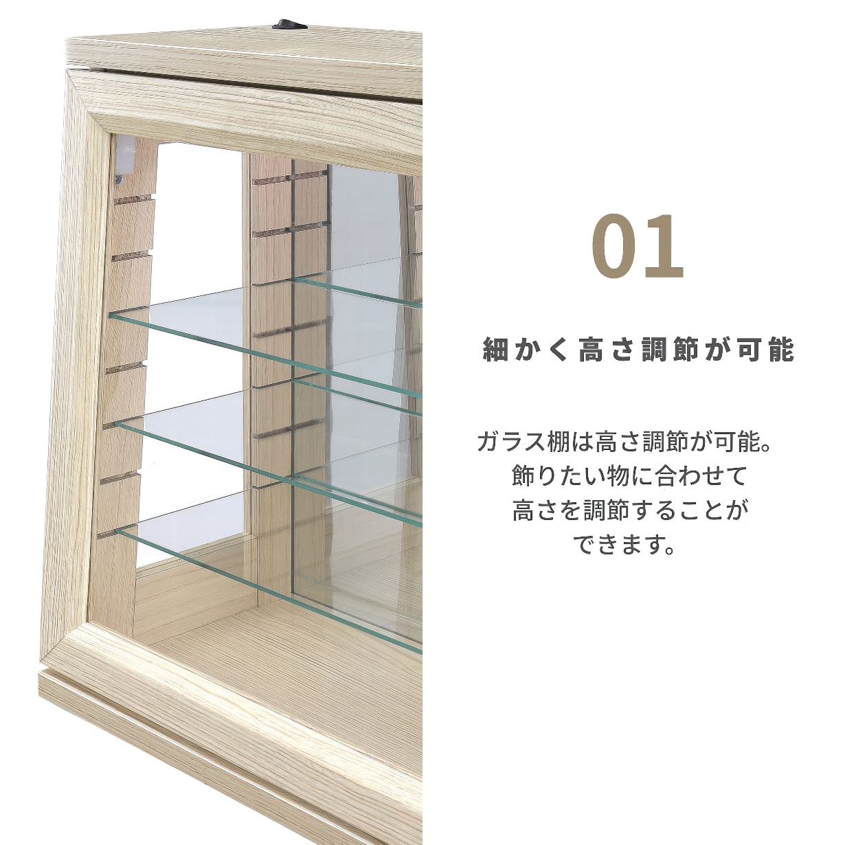 50cm幅 コレクションボード LEDライト付き 卓上コンパクト ショー