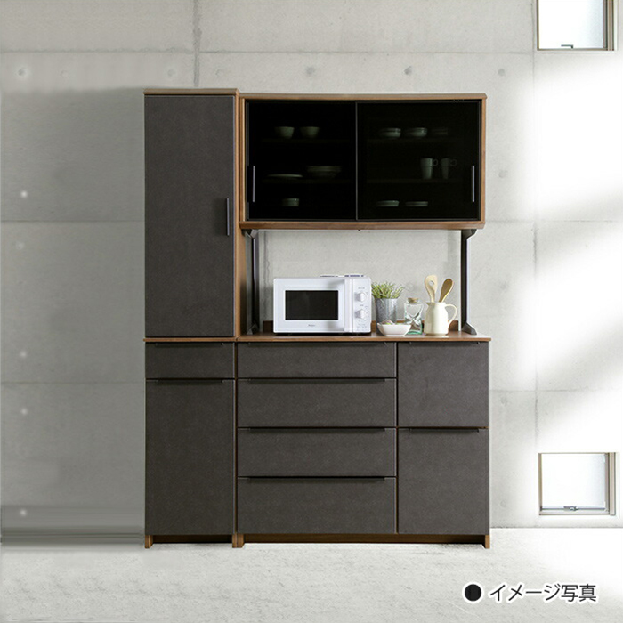 幅120cm 食器棚 キッチンボード カップボード 高さ200cm 木製 ●セラミック調（ダークグレー）｜taiho-kagu｜08