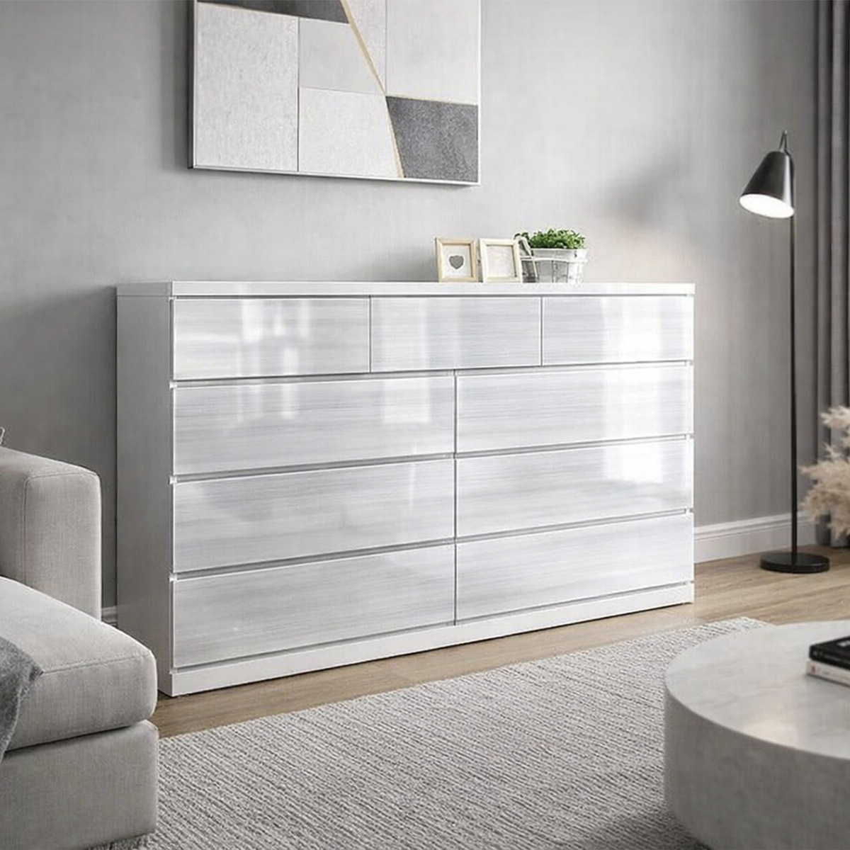 チェスト タンス ローチェスト ワイドチェスト ハイグロスシート 艶