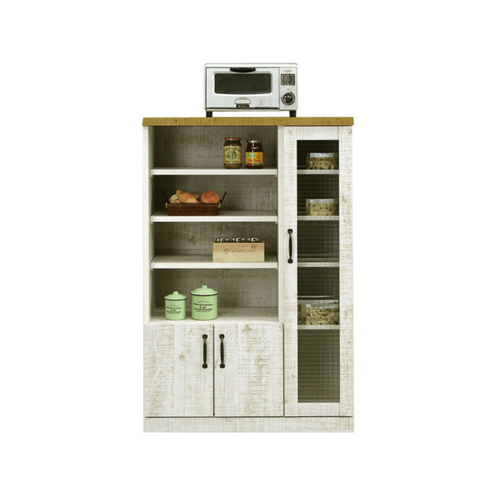 キッチンラック キャビネット 食器棚 幅80cm 完成品 キッチン収納 木製 おしゃれ｜taiho-kagu