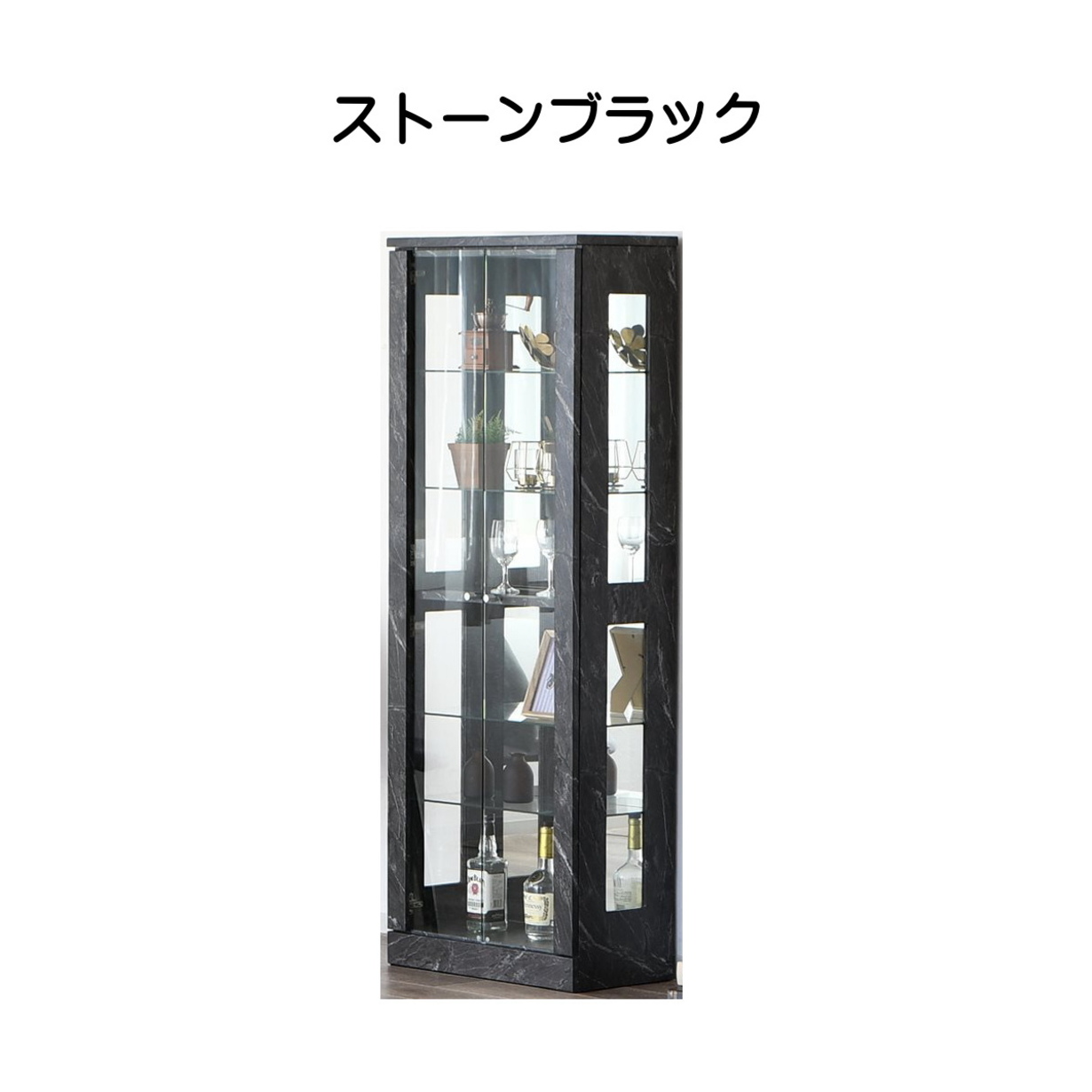 幅60珊 寄せあわせゲーム盤 モビール棚 鏡鑑付き添い人 木製 寄せあわせ容れもの フィギアケース 石ころ黒いこと インテリア雑貨-家具、インテリア