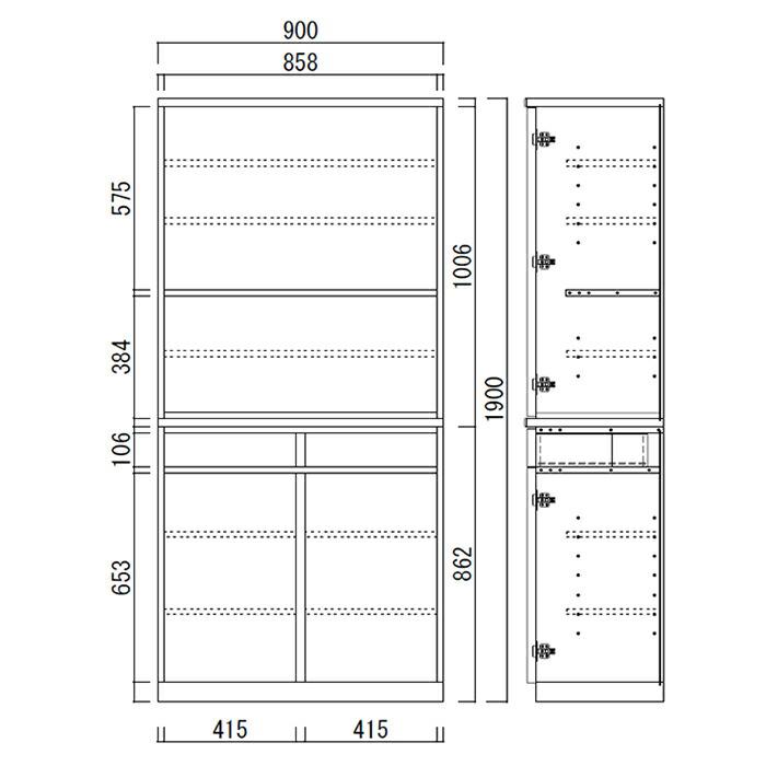 食器棚 完成品 和風 幅90cm キッチン収納 ダイニングボード 日本製｜taiho-kagu｜03