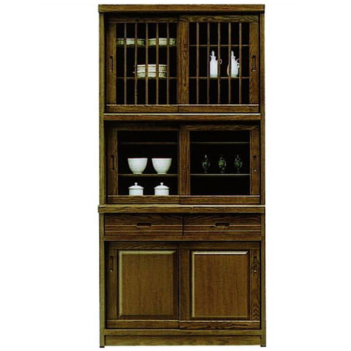 食器棚 完成品 幅170cm 引き戸 和 和風 キッチンボード 木製 収納家具 