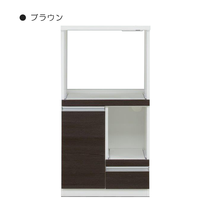 幅60cm レンジボード レンジ台 扉タイプ ミドル キッチンカウンター 食器棚 2口コンセント 箱組引出し スライドカウンター 完成品 キッチン収納  モダンの画像