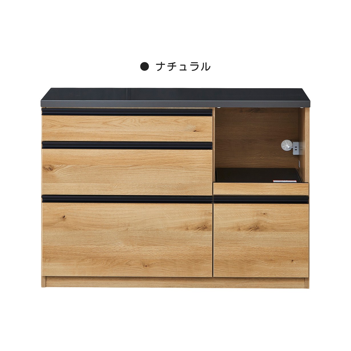 キッチンカウンター 幅120cm オープンカウンター レンジ台 完成品 日本製 鋼板天板 熱 汚れに強い 強化シート モイス 引き出し フルオープンレール F★★★★_1