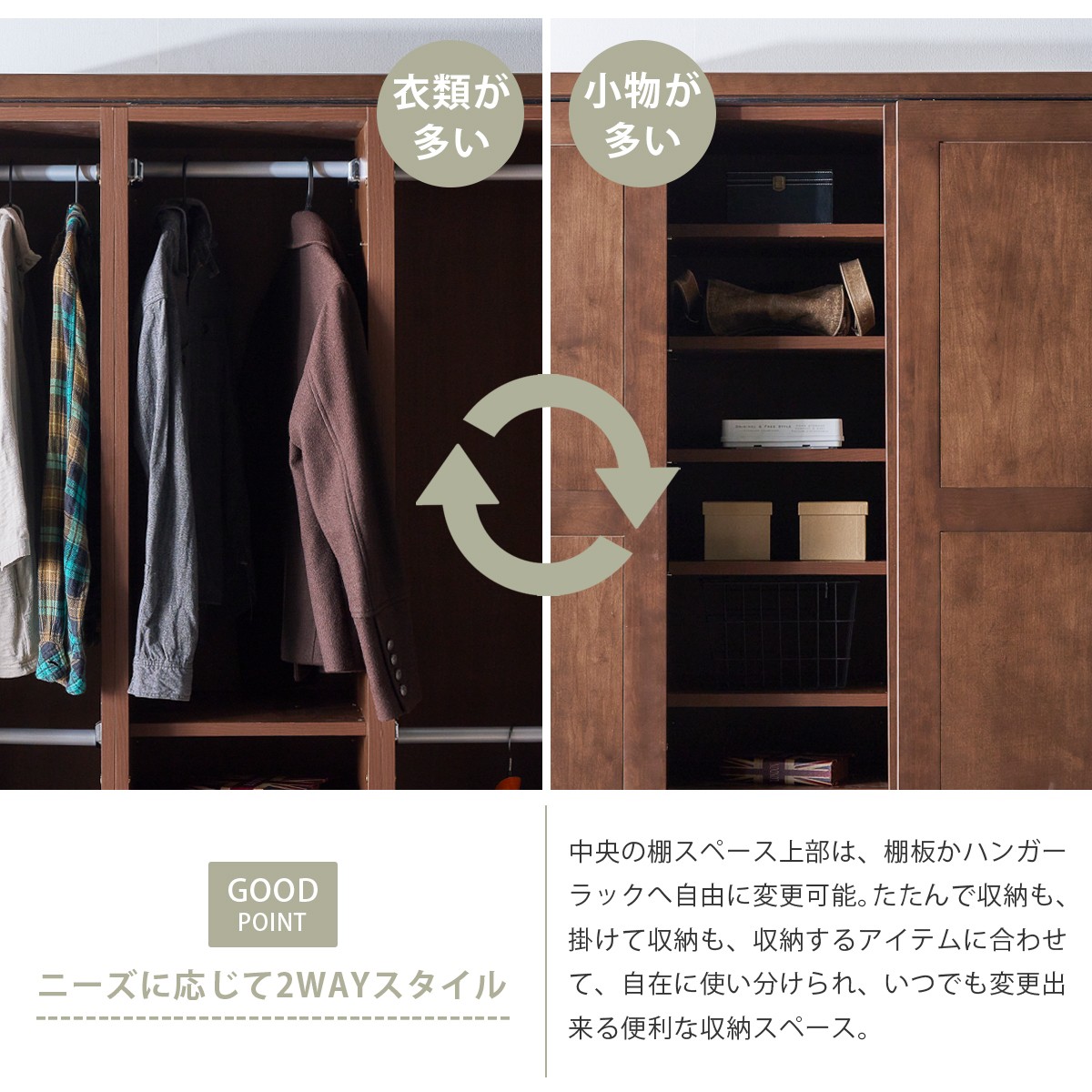 ワードローブ クローゼット タンス 完成品 幅120cm 高さ200cm