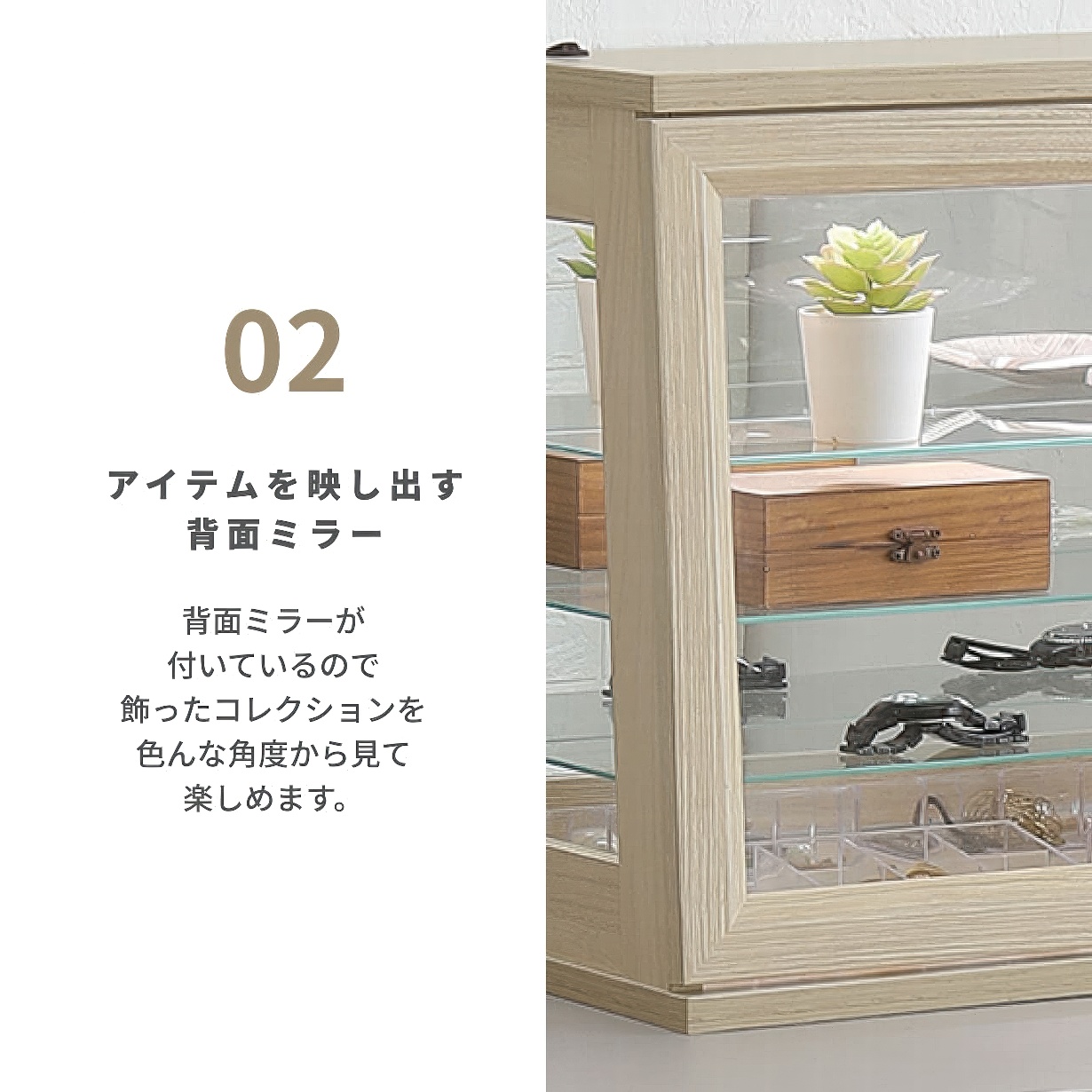 50cm幅 コレクションボード LEDライト付き 卓上コンパクト ショー