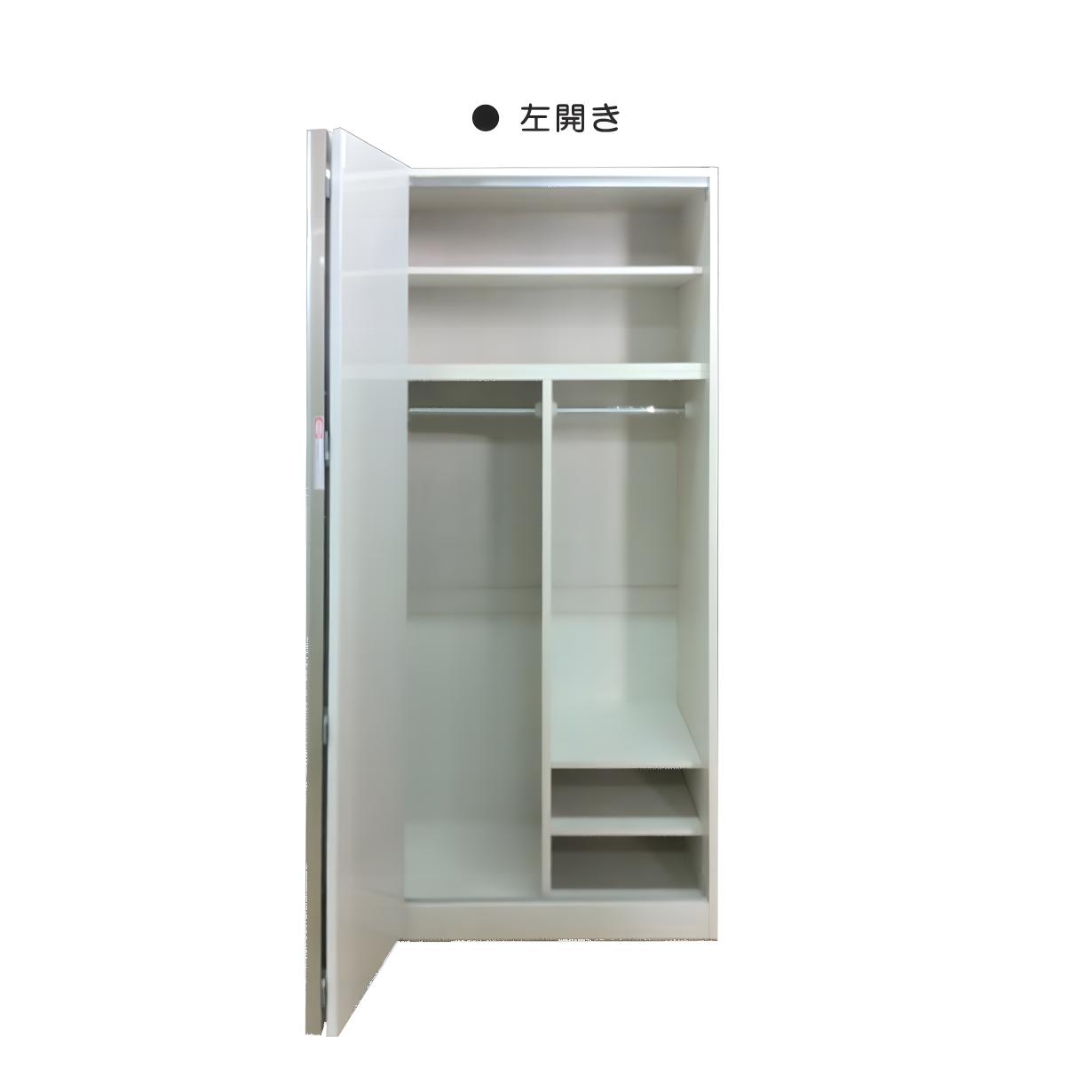 ワードローブ クローゼット タンス 完成品 折れ戸ワードローブ 洋服タンス 幅80cm 吊りパイプ付き ハイグロスシート 左開き 右開き 衣類収納 吊り下げ収納_1