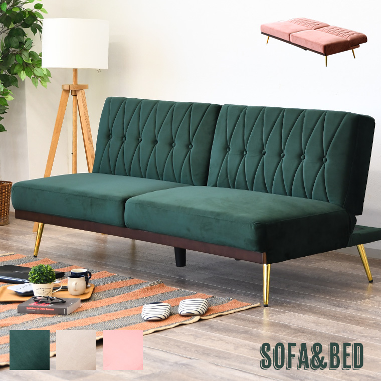 ソファーベット ソファーベッド ベルベット ベロア ソファベット 3人