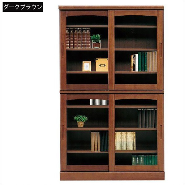 本棚 書棚 書庫 引き戸 完成品 幅105cm リビングボード ガラス扉 木製 ハイタイプ 日本製 ...