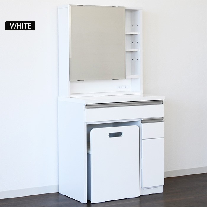 ドレッサー 1面鏡 パウダールーム メイク台 65cm幅 鏡面 化粧台