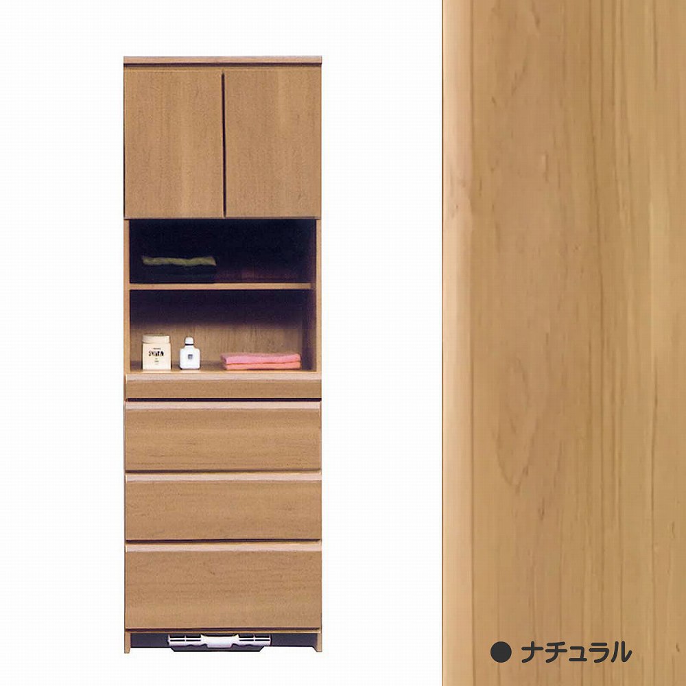 ランドリーチェスト ラック 幅60cm 完成品 スリム 白 収納棚 サニタリーラック クローゼット 木製 おすすめ コンパクト 浴室棚 更衣室 脱衣所の画像