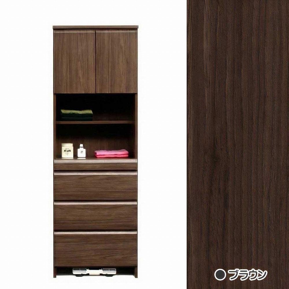 ランドリーチェスト ラック 幅60cm 完成品 スリム 白 収納棚 サニタリーラック クローゼット 木製 おすすめ コンパクト 浴室棚 更衣室 脱衣所の画像