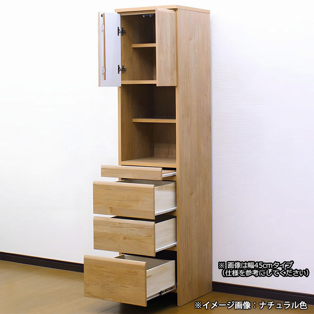 ランドリーチェスト ラック 幅60cm 完成品 スリム 白 収納棚 サニタリーラック クローゼット 木製 おすすめ コンパクト 浴室棚 更衣室 脱衣所の画像