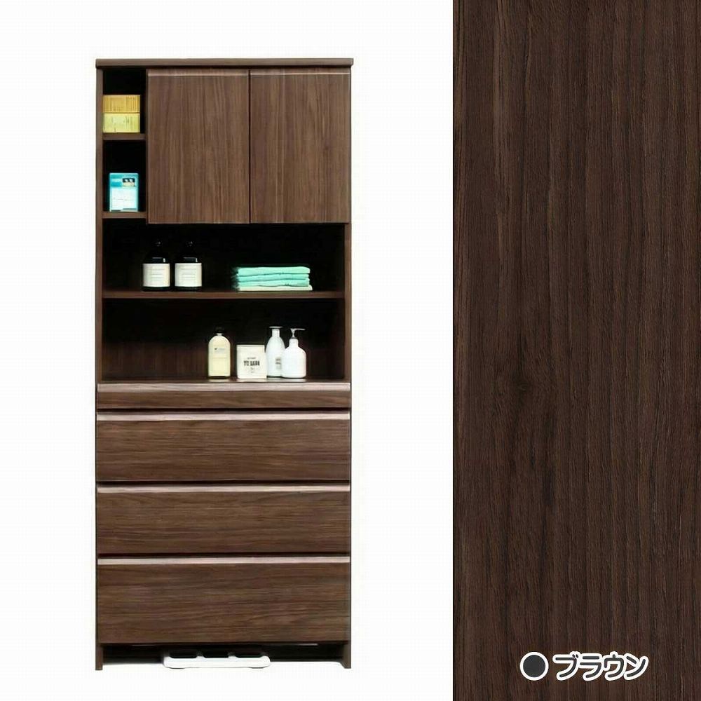 ランドリーチェスト ランドリーラック 幅75cm 完成品 サニタリー収納 スリム 白 棚 モダン 木製 浴室 洗面台 更衣室 ユニットバス パウダールームの画像