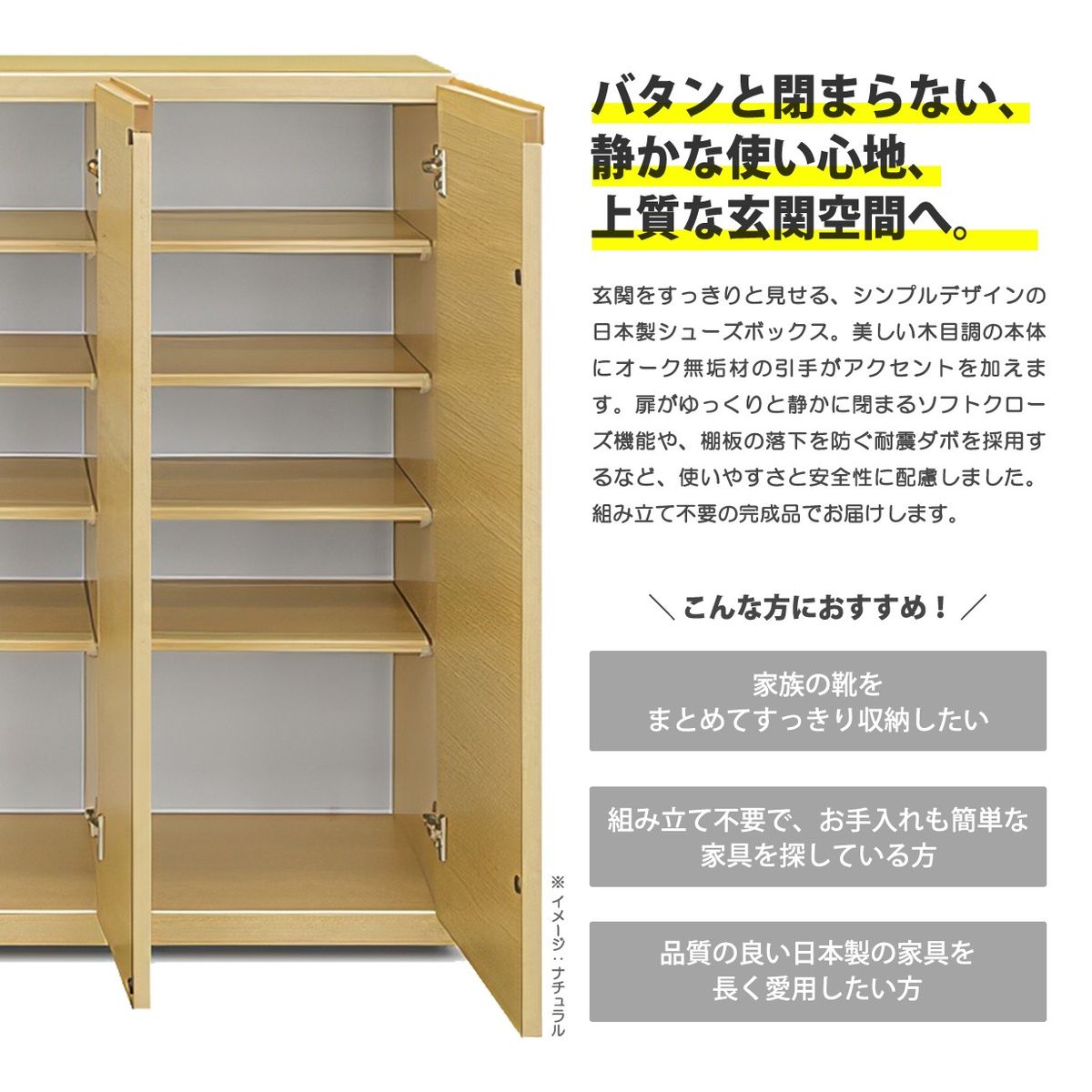 下駄箱 シューズボックス 完成品 日本製 ロータイプ 大容量 幅104cm