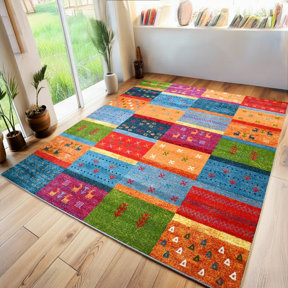 カーペット ラグマット 絨毯 133×195 ギャッベ風 東京インテリア カーペット ラグマット 絨毯 133×195 ギャッベ風 東京インテリア