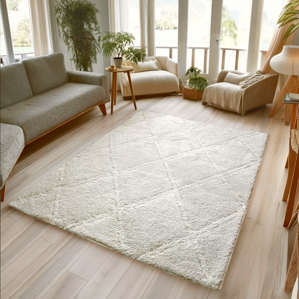 モダンラグマットお洒落白200cmx300cm フランフランKAREにも類似品有 グラムスタイル ラグ ラグマット 3畳 長方形 おしゃれ 高級 ふわふわ