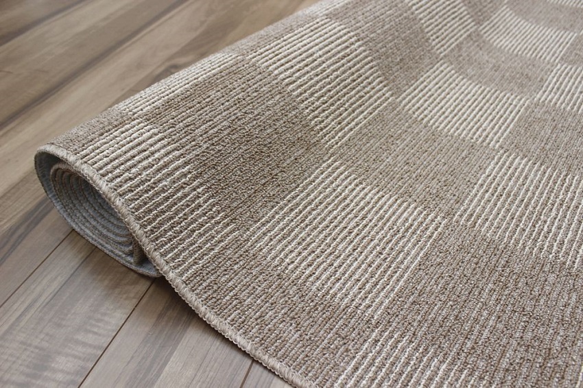 カーペット 6畳 ラグ 絨毯 じゅうたん マス柄 抗菌 防臭 折り畳み 白 アイボリー ブラウン OSH (フィオーレ6畳) 江戸間 6畳  261×352cm
