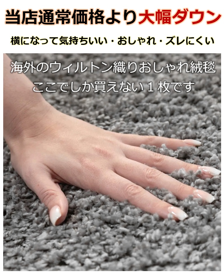 シャギーラグ 無地 絨毯 約 3畳 200×250cm シンプル 北欧 モダン